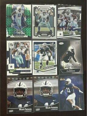 MICAH PARSONS PANINI/SAGE/WILD CARD COLLECTION+2022 MOSAIC REACTIVE GREEN 9 LOT